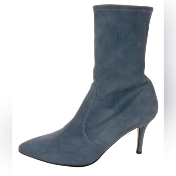 Stuart Weitzman Blue/Dark Gray Suede Ankle Boots - Picture 1 of 16